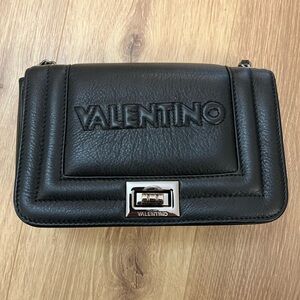Valentino by Mario Valentino Beatriz Leather Logo-Embossed Shoulder Bag - Black